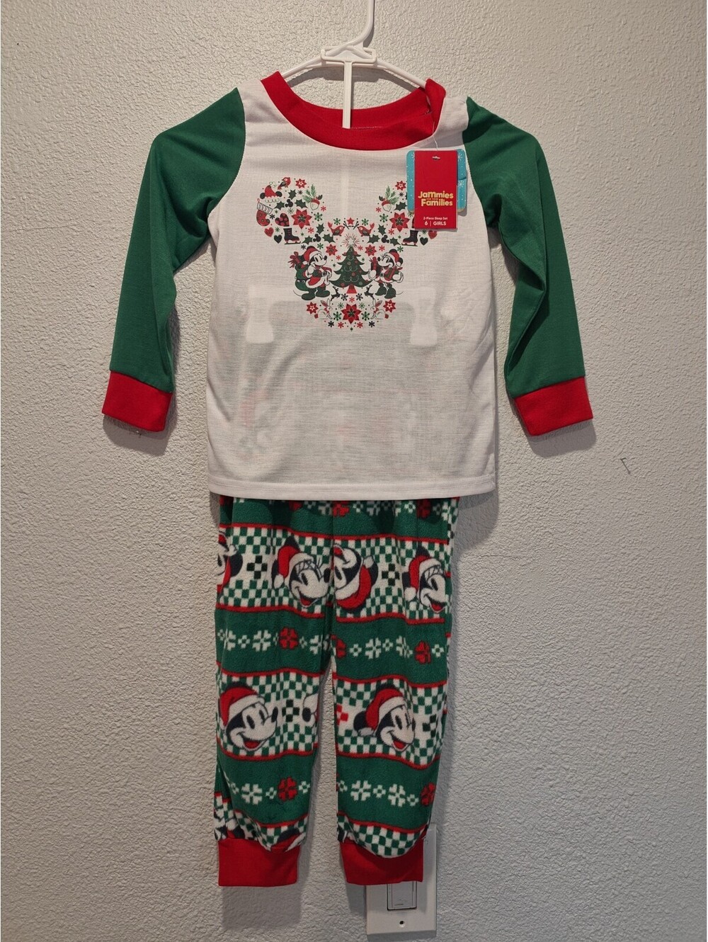 Girls 2-Piece Mickey Mouse Christmas Pajama Set Size 6